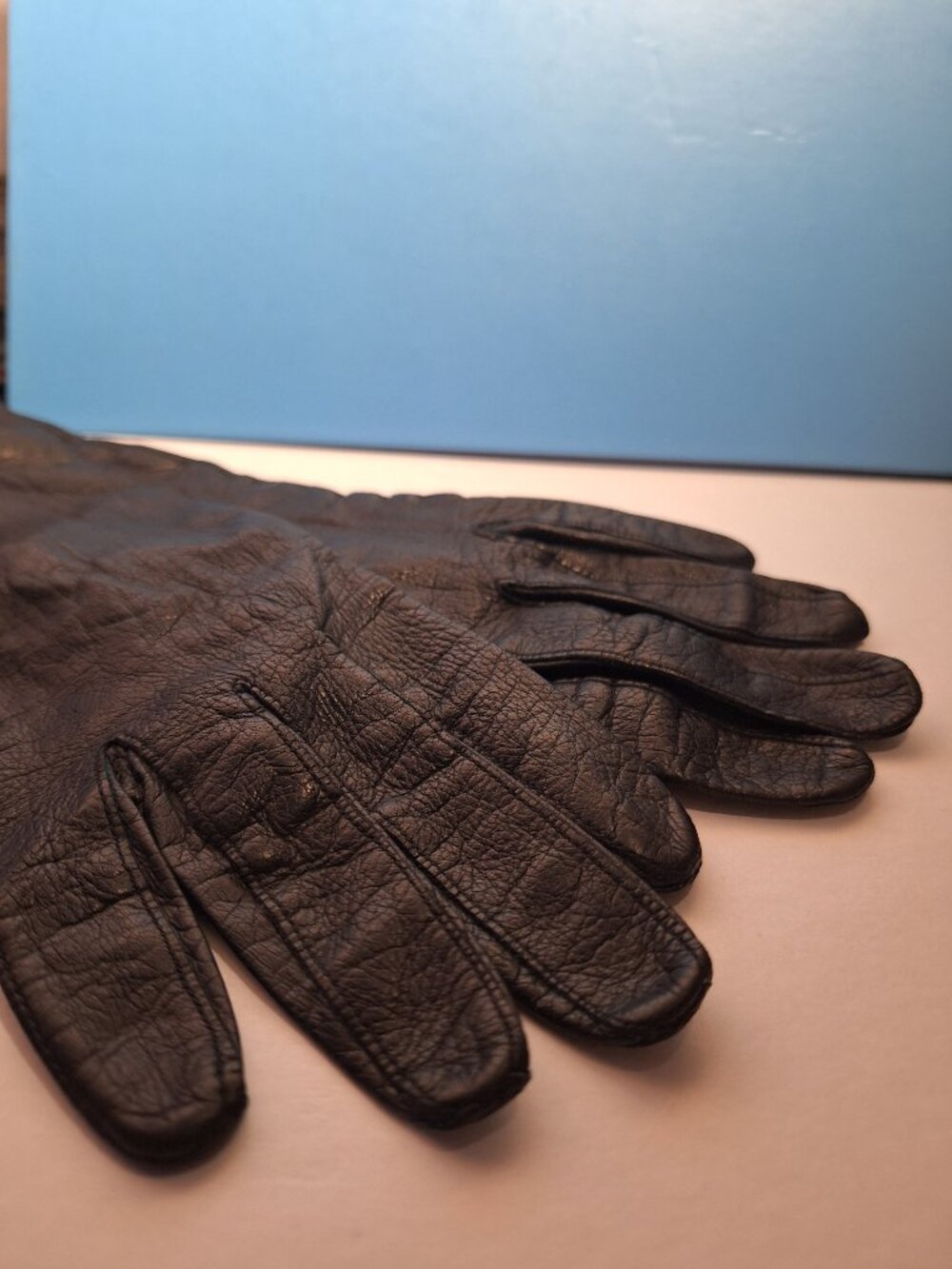 Black Leather Gloves Made in France Size 7 - Picture 3 of 16